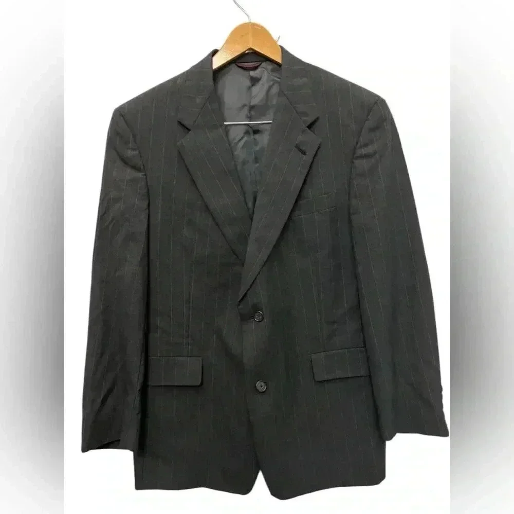 VINTAGE Hart Schaffner Marx Jacket M Gray Pinstripe Wool Sport Coat Blazer